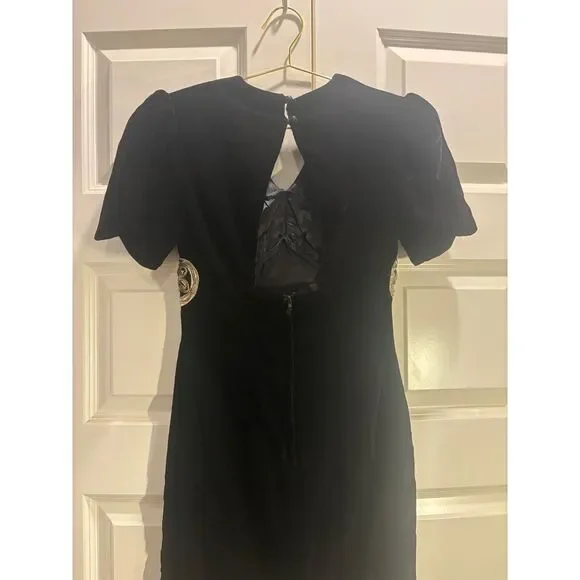 Vintage Scott McClintock Black‎ Velvet and Gold Detail Lace Dress - Picture 9 of 14